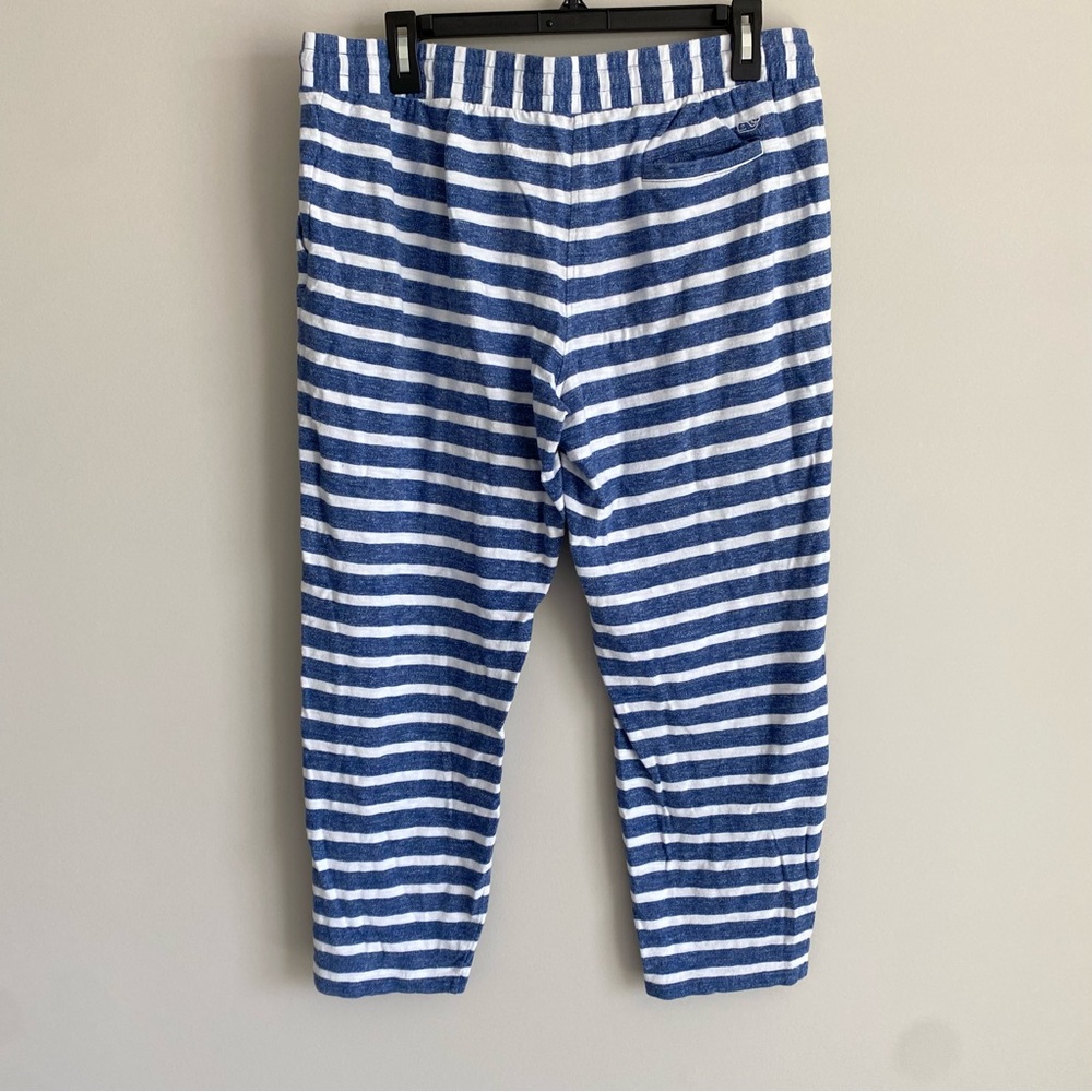 Vineyard Vines Navy Blue White Striped Knit Nautical Capri Pants Size Medium - Picture 5 of 10